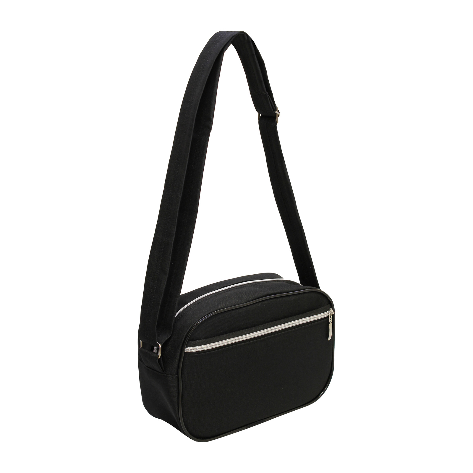 Bolsa feminina em tecido preto com zíper prata LS – BO9096